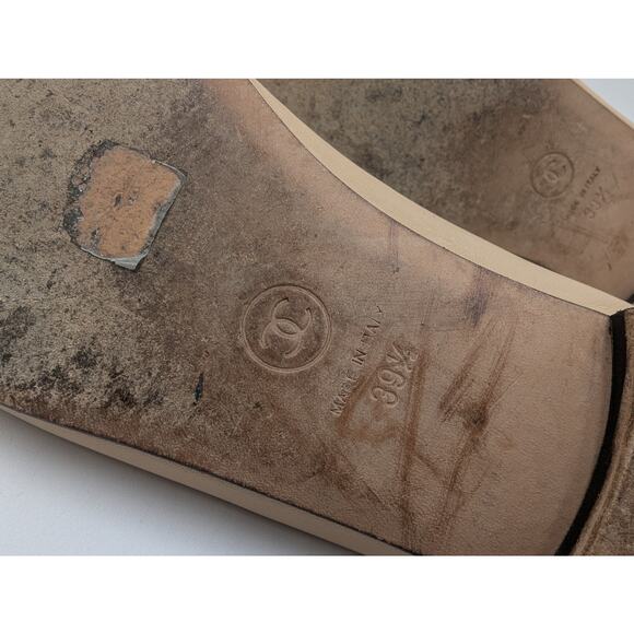 Authentic Chanel CC Logo Lambskin Bow Tie Cap Toe Ballet Flats Size 39.5 - Picture 8 of 8